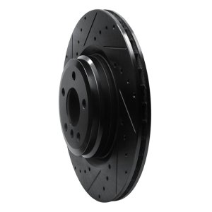 BMW 750LI Brake Rotor (1) - Rear Left - R1 Concepts - Drilled & Slotted - Black - `09-`19